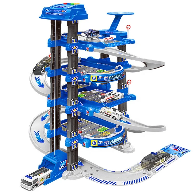 Educational Interactive Four-Story Race Car Ramp Track Toy Parking Garage Game