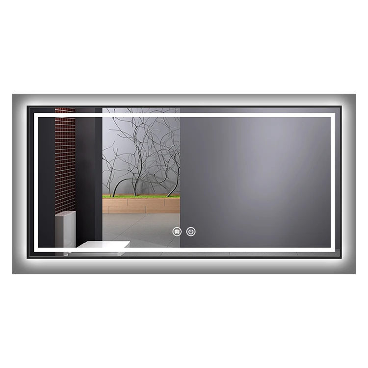 luxury hotels bathroom electronics mirror touch bt wall mirror that sticks led strips with heat pad