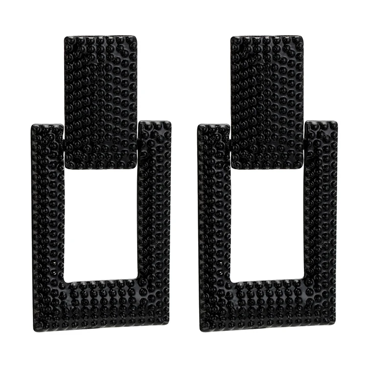 
European and American boho fashion vintage gold popular hot sale statement big square bump alloy jewelry earrings for women 