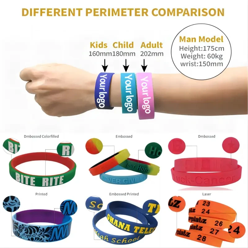 Hot Trending Wrist Band Silicone Rubber Bracelet en Logo Various Sizes Fashion Silicone Bracelets Personalized