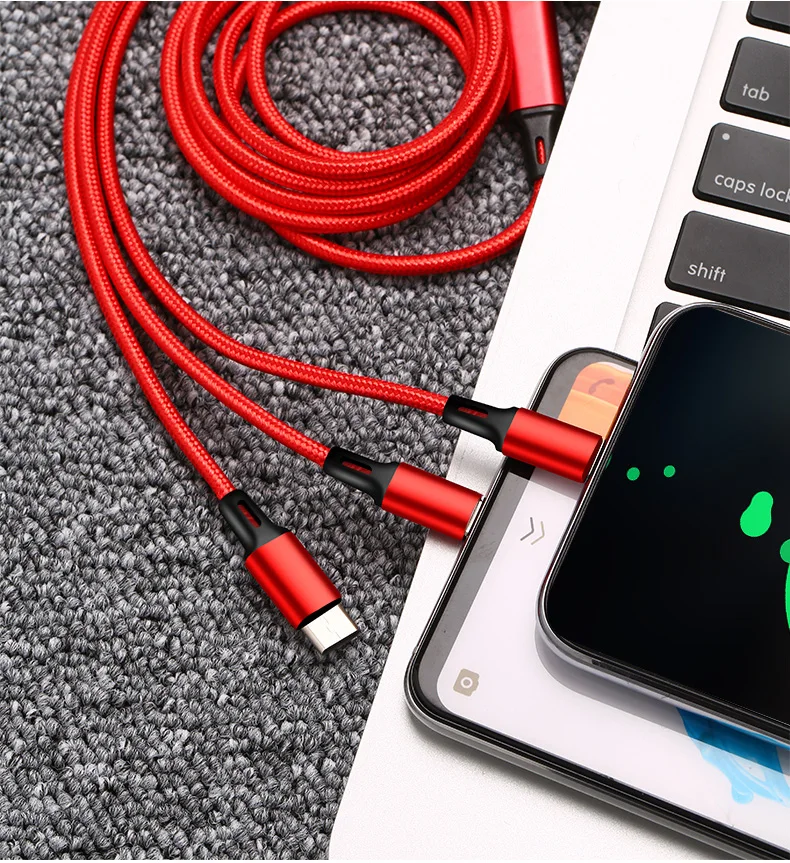 Заводская Самая низкая цена с лучшим качеством Android мобильный телефон нейлоновый мульти зарядное устройство микро Тип C 3 в 1 Usb зарядный