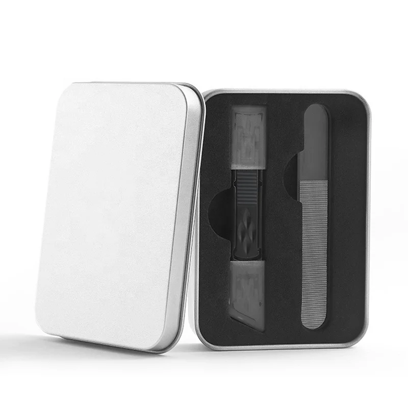 tiktok hot selling 2022 portable folding nail scissors professional double-head dual-use stainless steel nail manicure tool