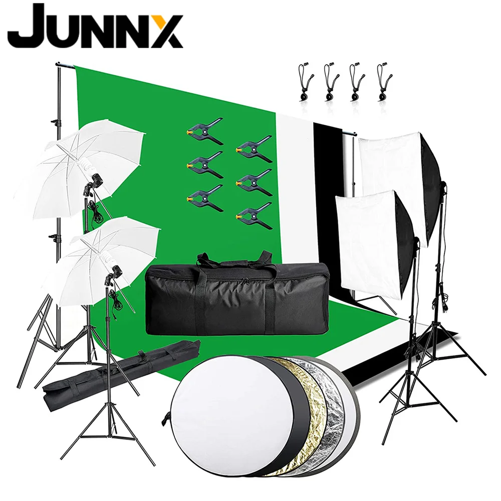 Комплект освещения для фотостудии JUNNX зонт софтбокс непрерывное освещение система поддержки 1 8*2 8