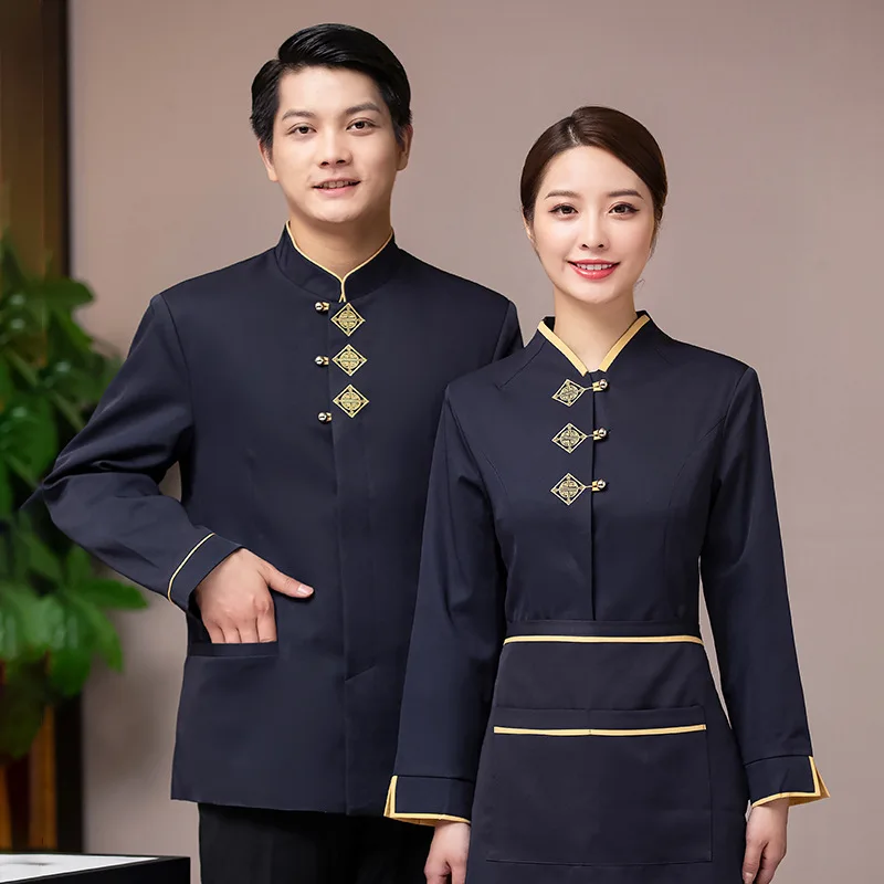 Long sleeve chinese restaurant catering coat coffee shop restaurant waiter uniform