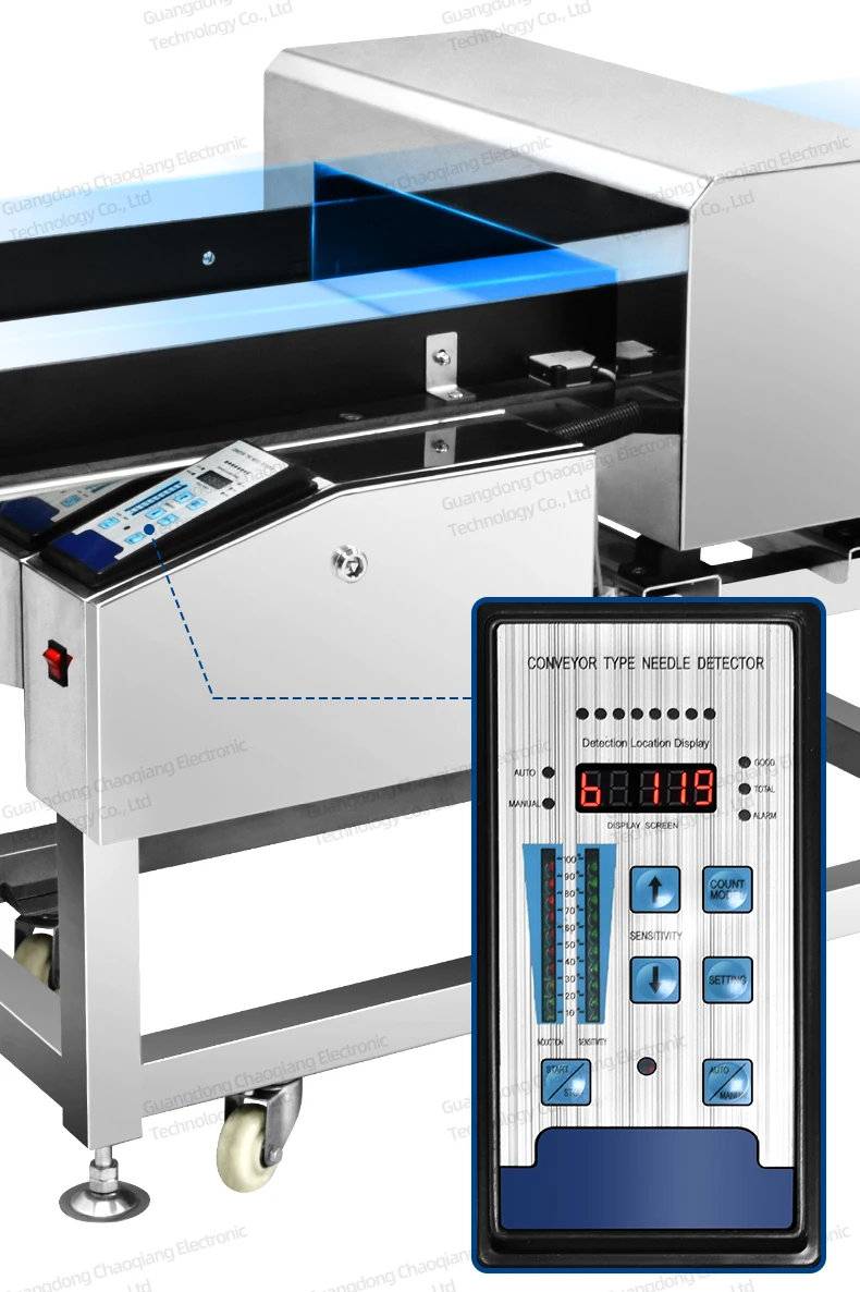 Fried Biscuit Puffed Food Conveyor Belt Industrial Metal Detectors For Aluminum Foil Packing Products