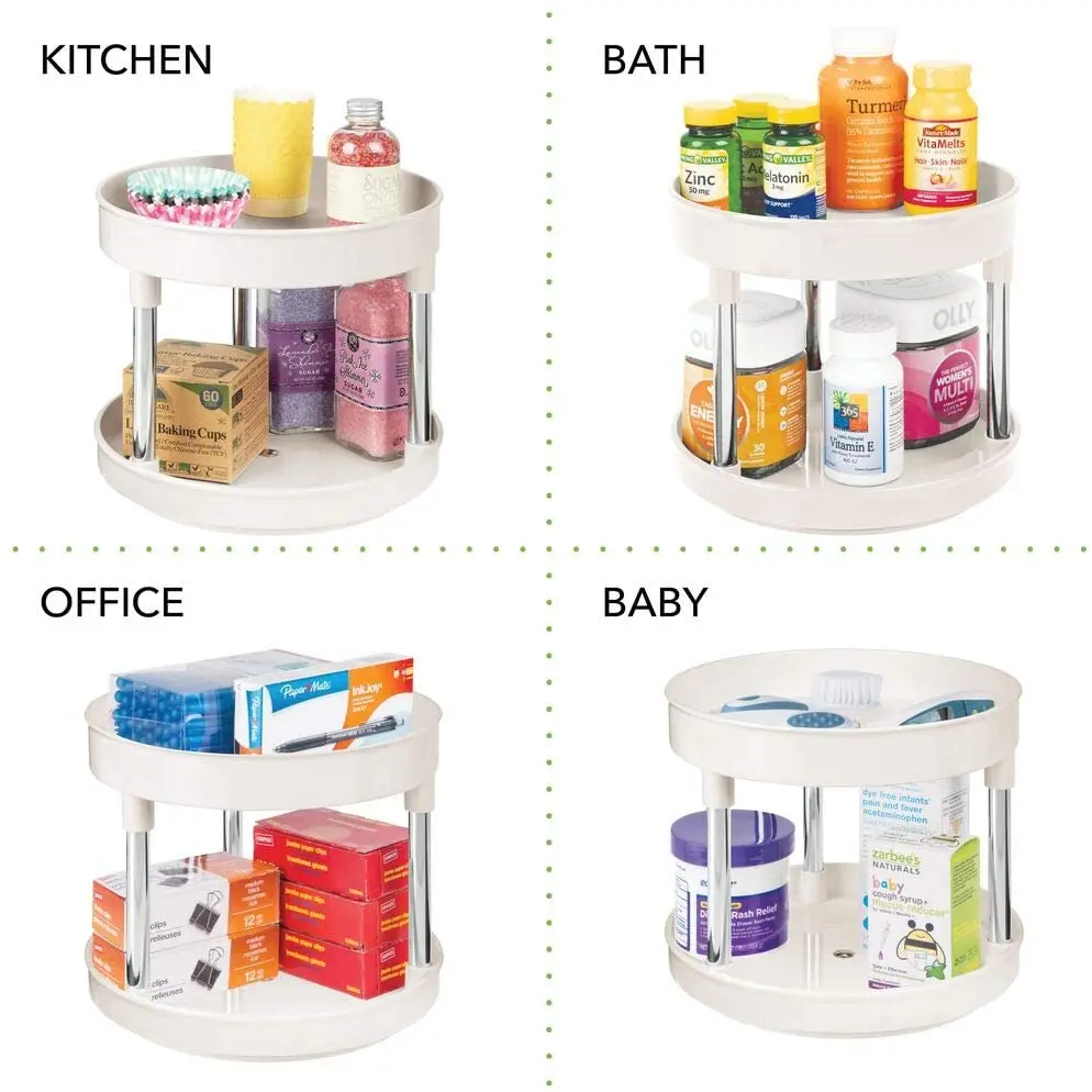 Suitable for cabinets, pantry, refrigerator, workbench, 2 floors Lazy Susan turntable food storage container