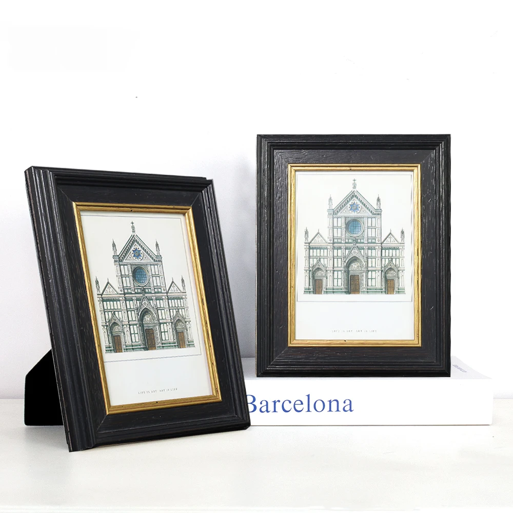 Low MOQ 10pcs Wall Table Decor Morden Gift Black 4x6 5x7 Size Boxwood Photo Frame for Home Hotel Offical