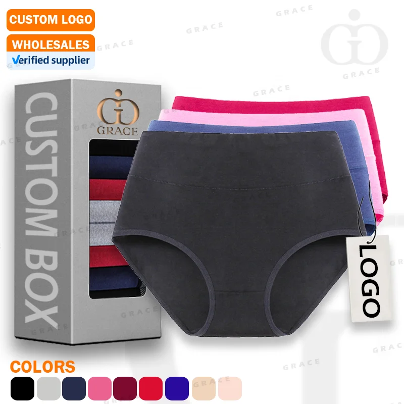 Фирменная торговая марка оптовая продажа трусы с высокой талией из 100 хлопка женские трусики полным покрытием хлопковое нижнее белье на заказ