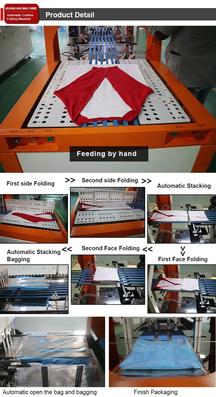 Garment Folding Bagging Machine Surgical Gown Towel Workwear Packaging Stacking Machine Auto T-shirt Folder Machine