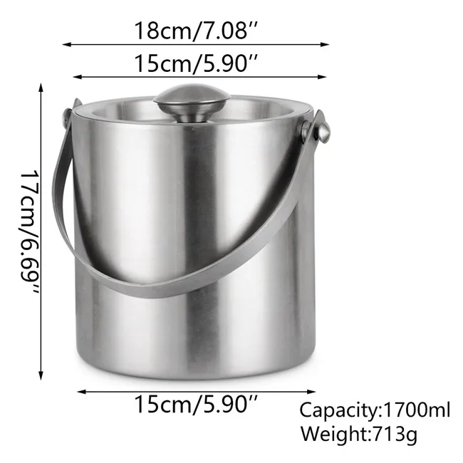 
Bar Luxury silver Beer Champagne Ice Cooler Stainless Steel Wine Ice Buckets With lid & handle 