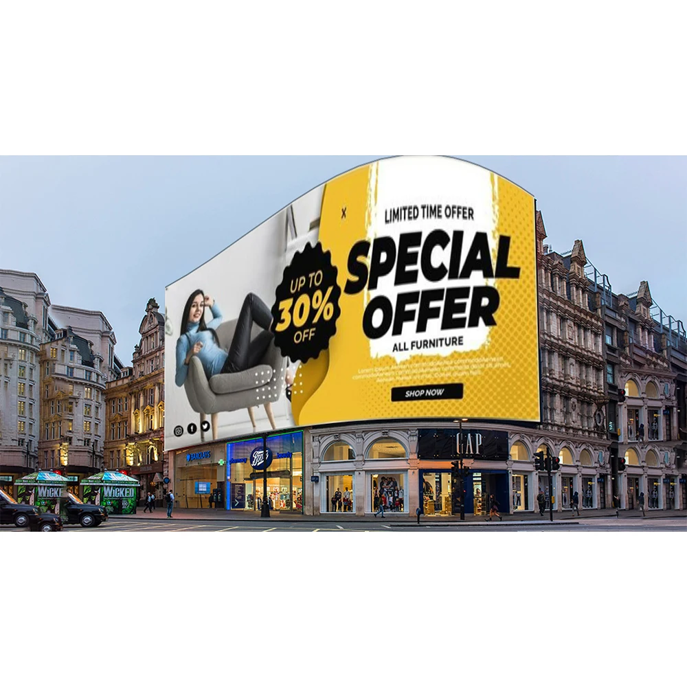 RAYBO Flexible Naked Eye 3D Advertising High Brightness P5 P6 P8 P10 Outdoor Waterproof Building Billboard Led Screen Display