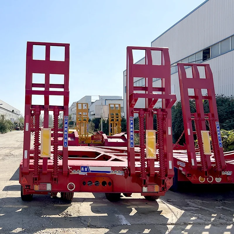 Лидер продаж 3-осевой сверхпрочный низкорамный полуприцеп 60 тонн 100 трейлер