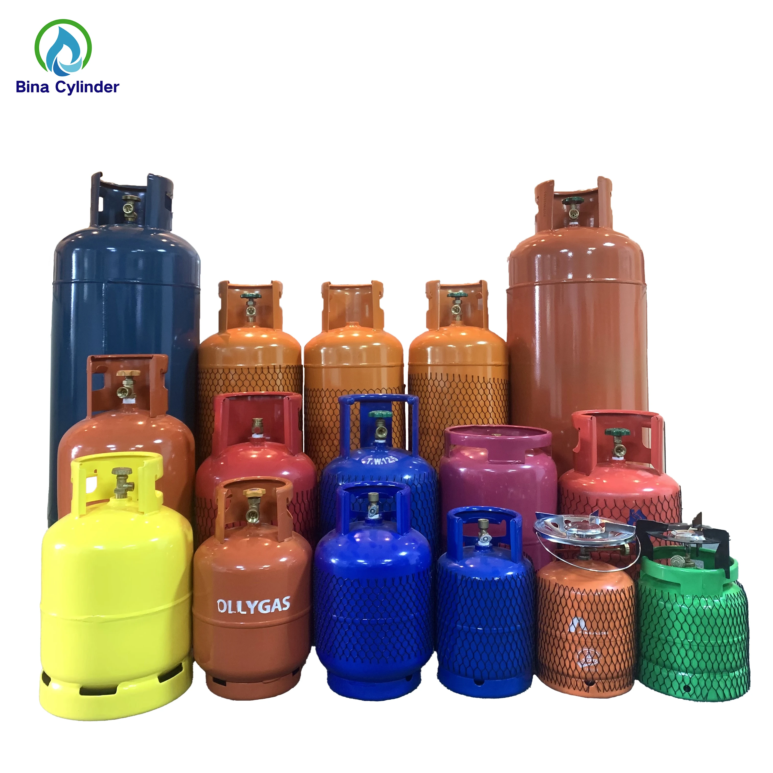 Bina 3kg/5kg/6kg/10kg/12.5kg/15kg/50kg lpg gas cylinder prices low pressure cooking gas cylinder