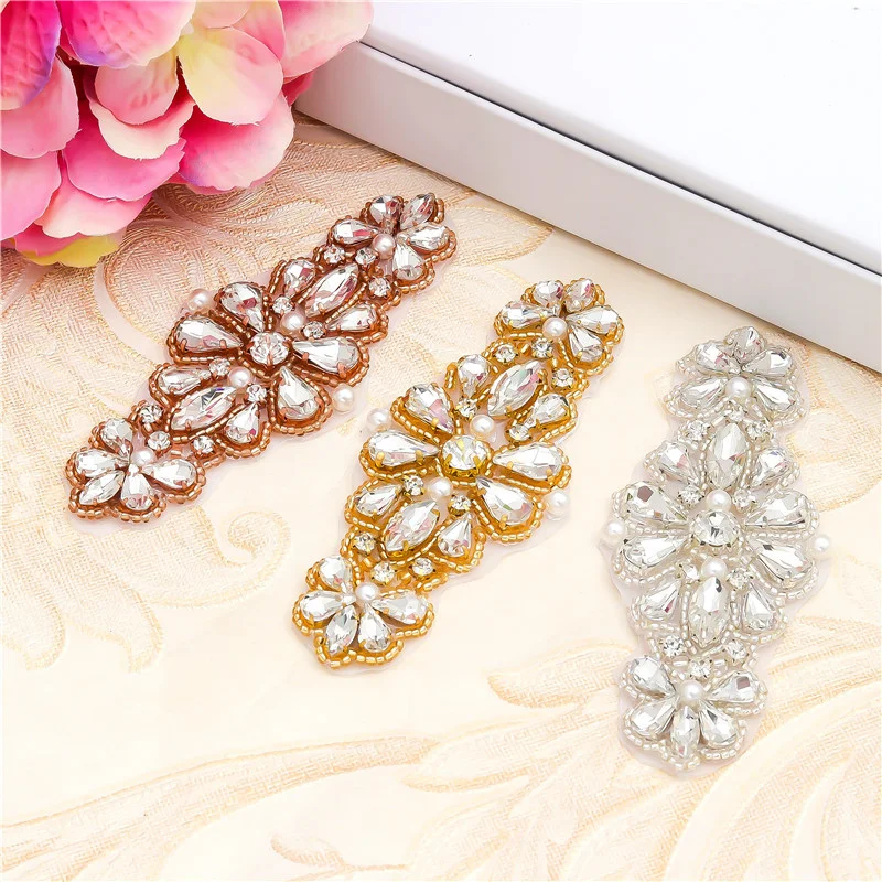 Sparkly rhinestone trim for Bridal Ribbon Belt Cristal Sash Applique by the yard for Women Formal Prom Evening Gown