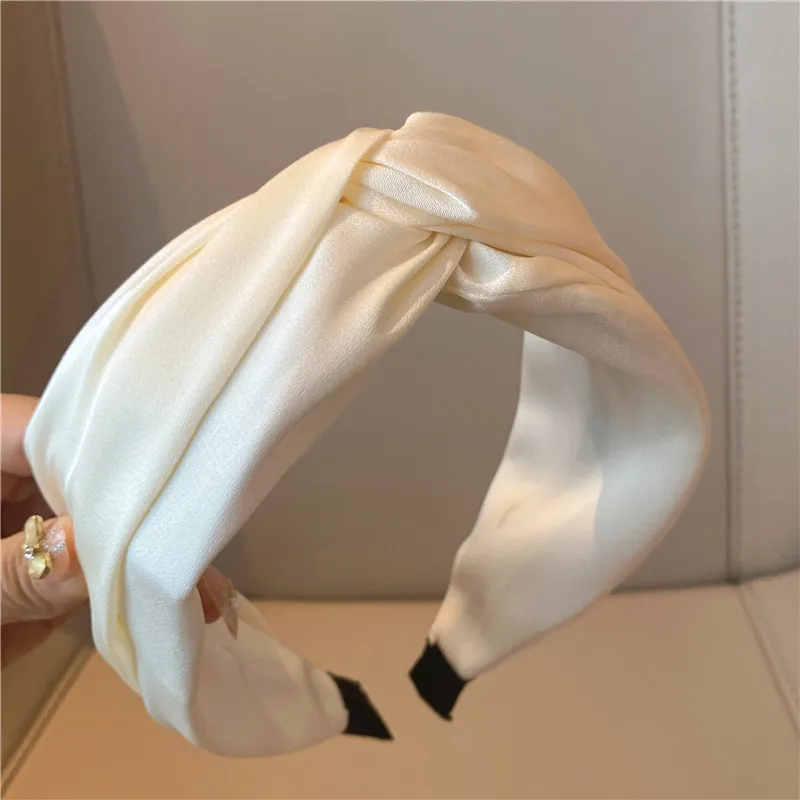 6cm Latest Fashion Bright Hair Hoop High Cranial Top Cloth Art Solid Big Wide Plain knotted Headband Broad Hair Band