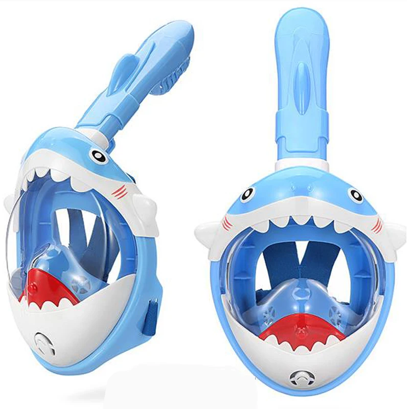 
2021 Amazon Cartoon Design Easy breath 180 Children full face Snorkel Mask anti fog diving mask kids/teenagers 
