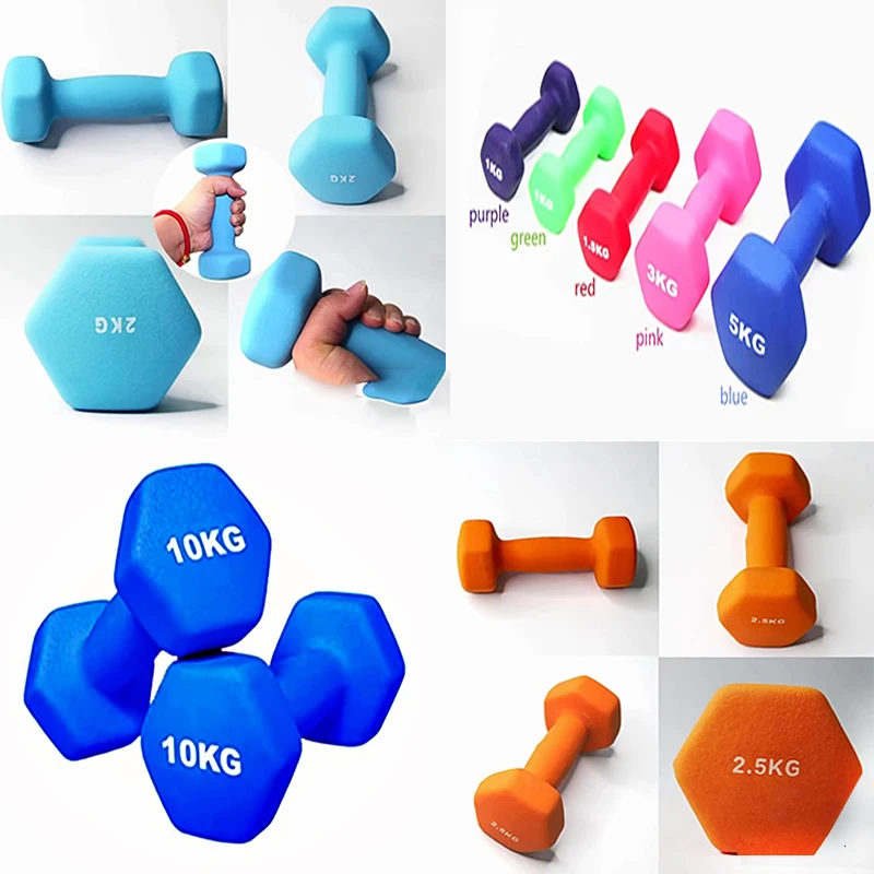 Wholesale High quality Neoprene Dumbbells Factory Manufacture Color Cast Iron Rubber Coated Hexagonal Dumbbell Suit WIth Rubber