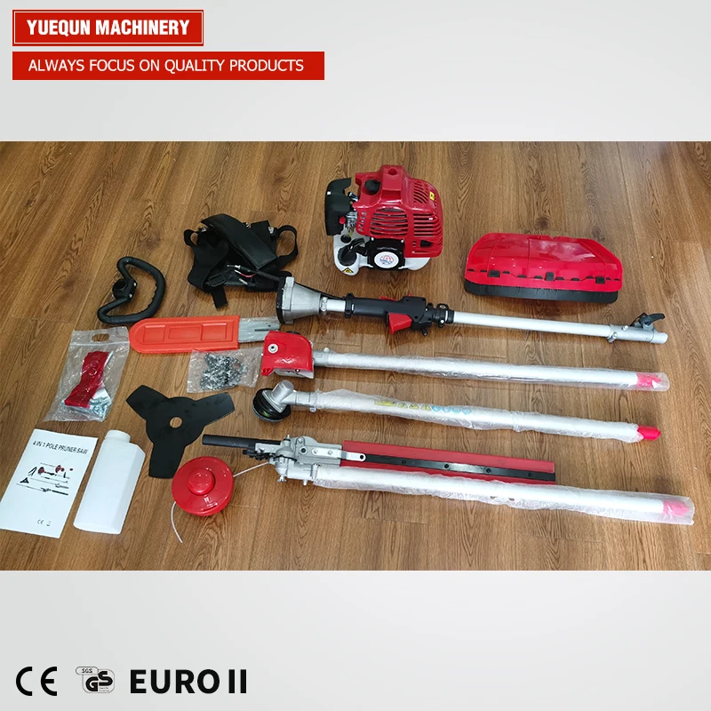 4 in 1 multifunctional brush cutter with hole chain saw,blade, hedge trimmer and trimmer head for trimmer line