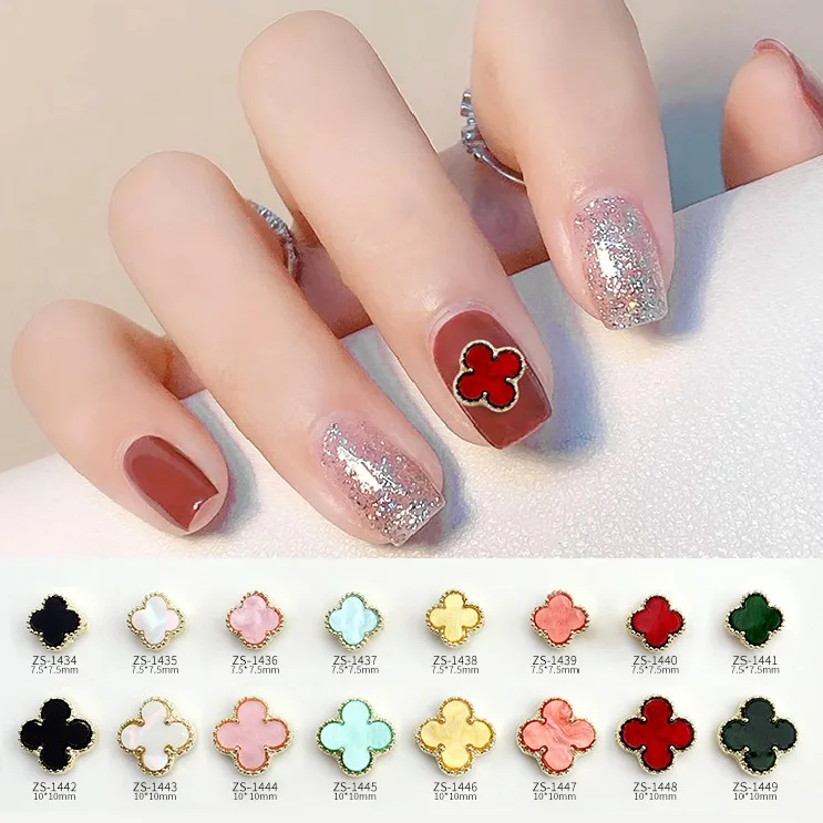 New Zircon Jewelry Four Petal Flower Fritillaria Jewelry Nail Decoration Luxury Clover Nail Charm In Bulk Wholesale