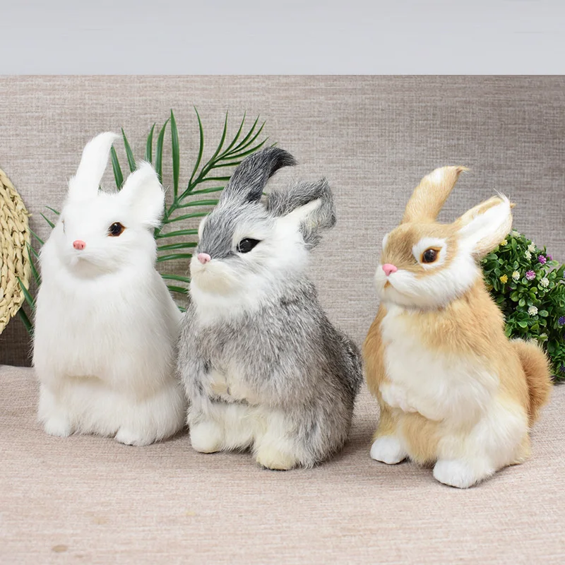 Unisex Cute Simulation Little White Rabbit Toy Easter Holiday Gift Plush Bunny for Children Home Decoration