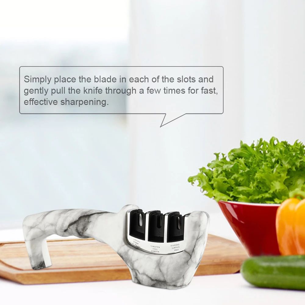 
Wholesale Marble Decal Surface Kitchen Knife Sharpener 