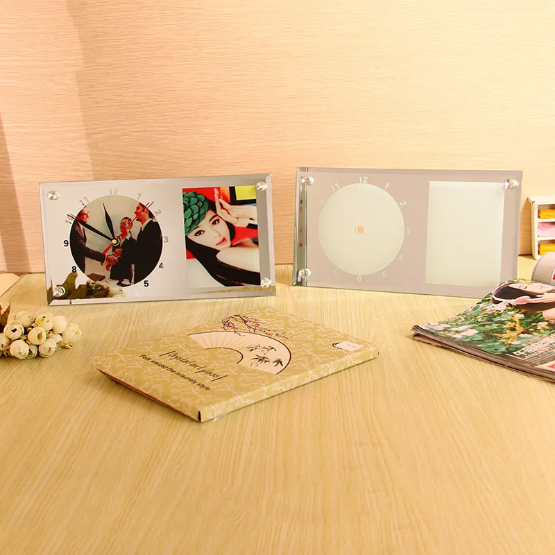 30X16X0,5 см напрямую с фабрики BL-11 Сублимации Стеклянная фоторамка с часами
