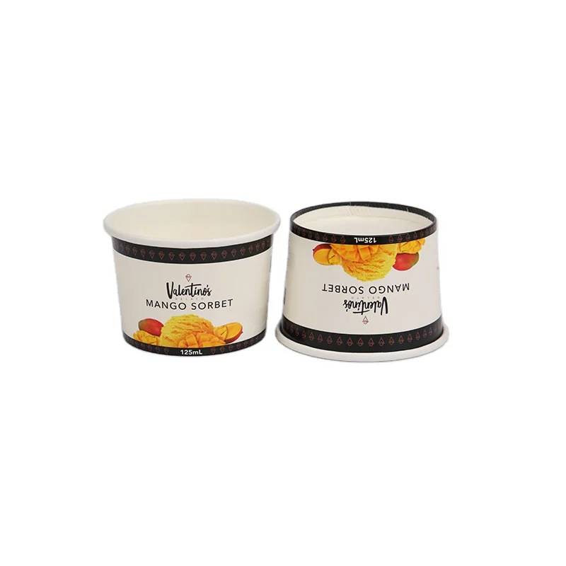 Food grade recycled disposable 100ml 150ml 500ml icecream papercup custom printed 3oz 5oz 8oz ice cream paper cups with lid