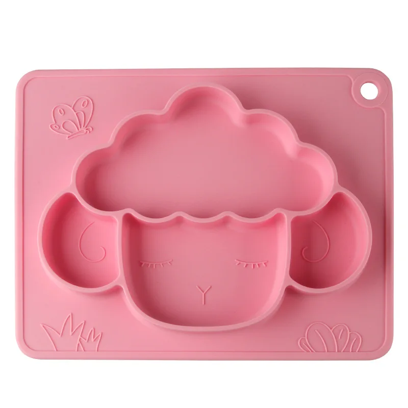 BPA Free Kids Dishes Anti-fall Tray with Suction plato silicon ,Food Grade Baby kids Divided plate