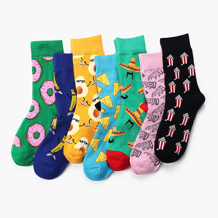 Personality Cartoon Fruit Donut Cake Sports Long Tube Couple Creative Men and Women Cotton Socks