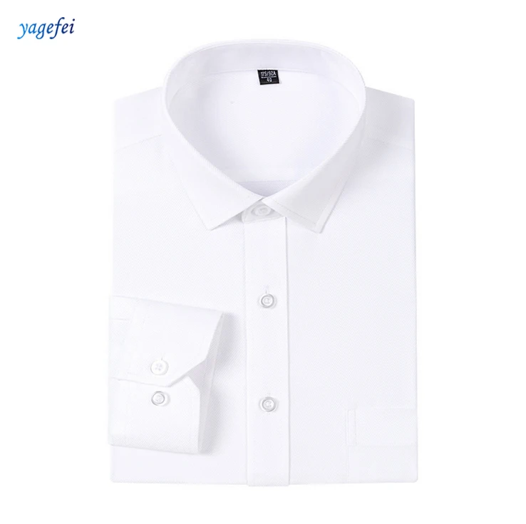 100% Silk Office Formal Shirts White for Men Long Sleeve Dress Shirts Slim Fit Custom OEM ODM Solid Full Sleeve