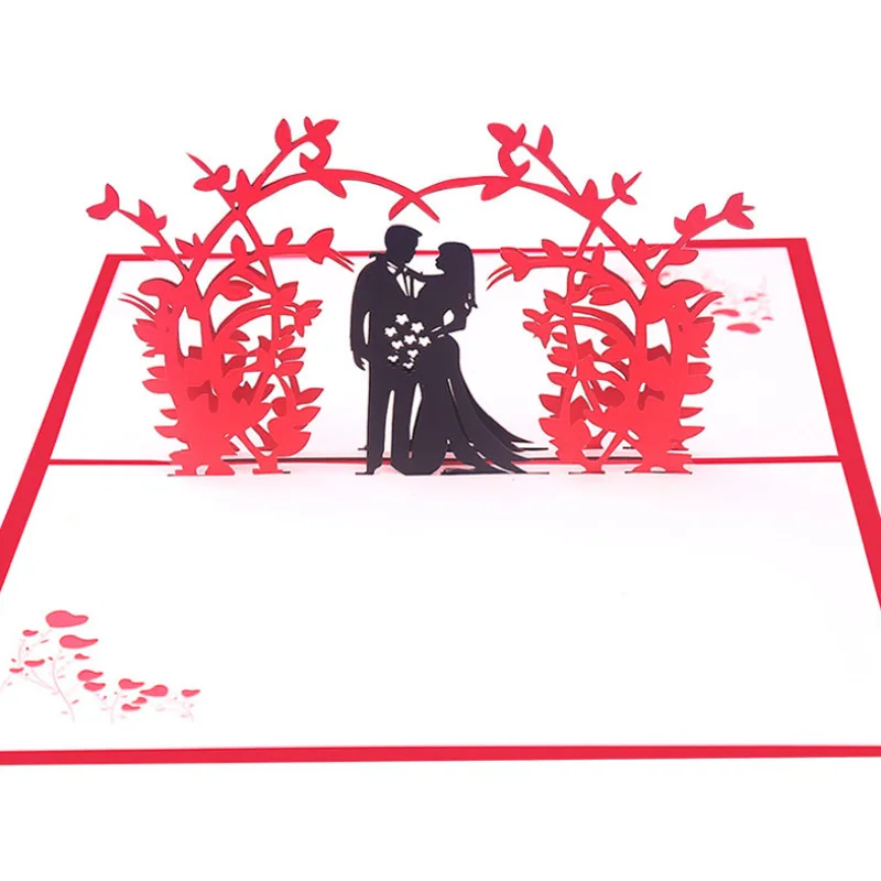 Three dimensional 3D laser paper carving wedding invitation card foreign trade novel color printing wedding invitation card