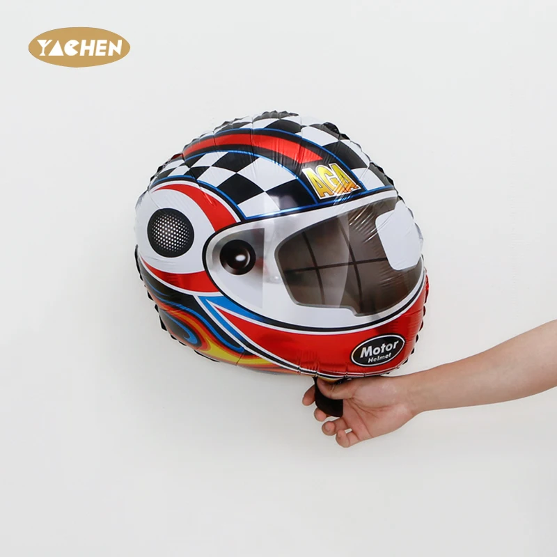 Yachen Wholesale Mylar Foil Motor Racing Helmet Balloons for Men Boys Race Car Theme Birthday Party Decorations Supplies