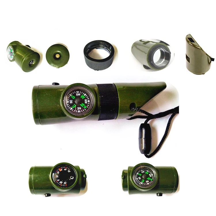 Lifesaving Compass Light Thermometer 7 in 1 Multifunctional Whistle