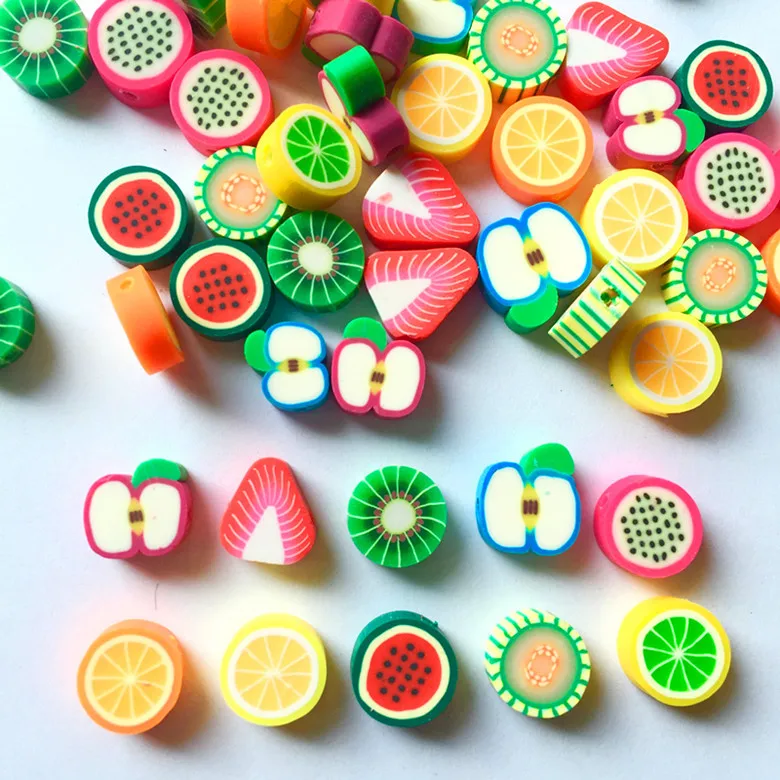 
Fashion colourful fruit shaped with hole polymer clay beads , Soft fruit beads for jewelry making  (1600260319030)
