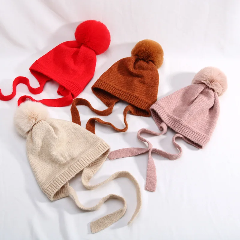 
2020 Kids Winter Hat Knit Beanie Winter Pom Fashion Baby Hat 