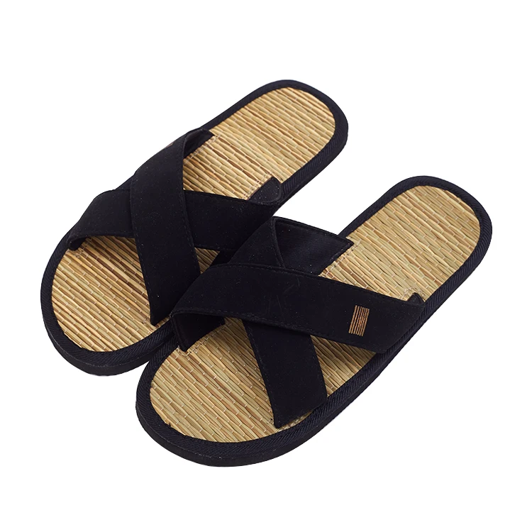 Custom Sample Woven Straw Mat Bamboo Flip Flop Hotel Jute Flip Flops Slipper For Spa