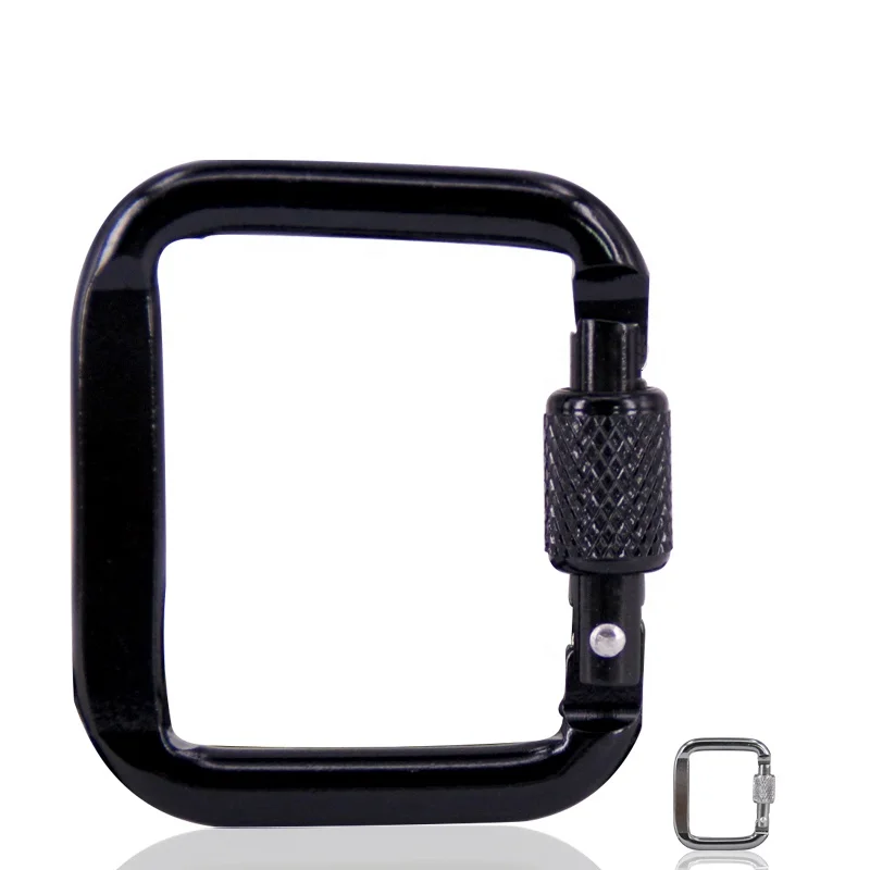 Baichaoli cheap square thread latch swivel flat aluminium alloy metal lock carabiner spring engraved hook keychain or hiking
