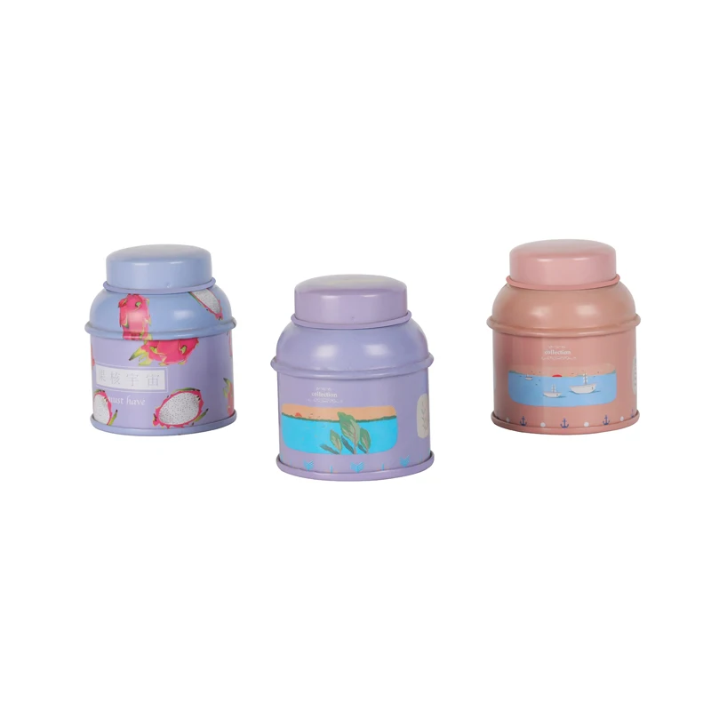 First Grade Tinplate Tea Cans  Colorful Tea Tin Round Box Small Tea Box Metal Tin