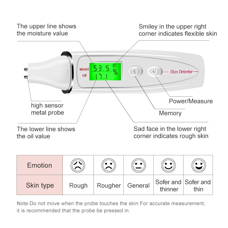 The skin tester digital LCD portable skin moisture analyzer monitoring analysis facial treatment tester