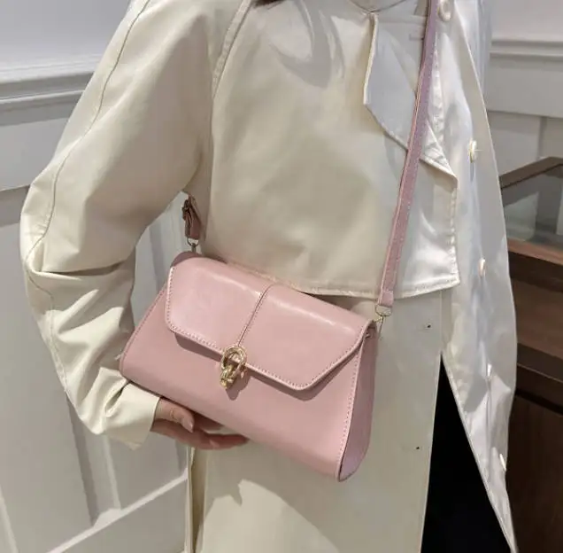 2024 Woman Bags Luxury Handbags Vintage PU Designer for Ladies Wholesale Fashion Square Shoulder Bag with Lock Decoration