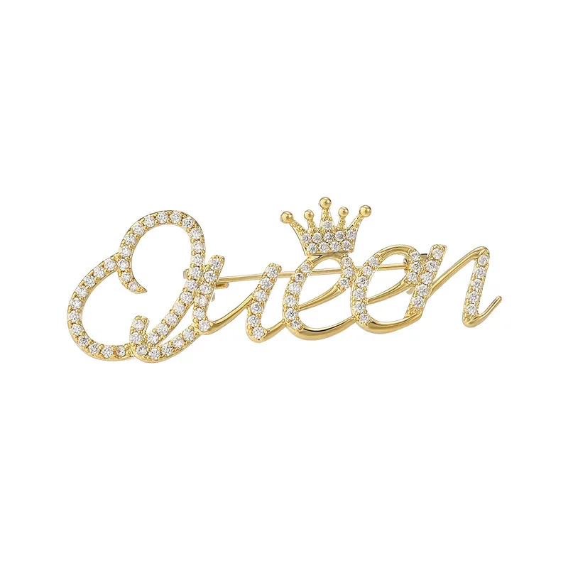 Minimalist letter rhinestone brooch clip anti glare accessory
