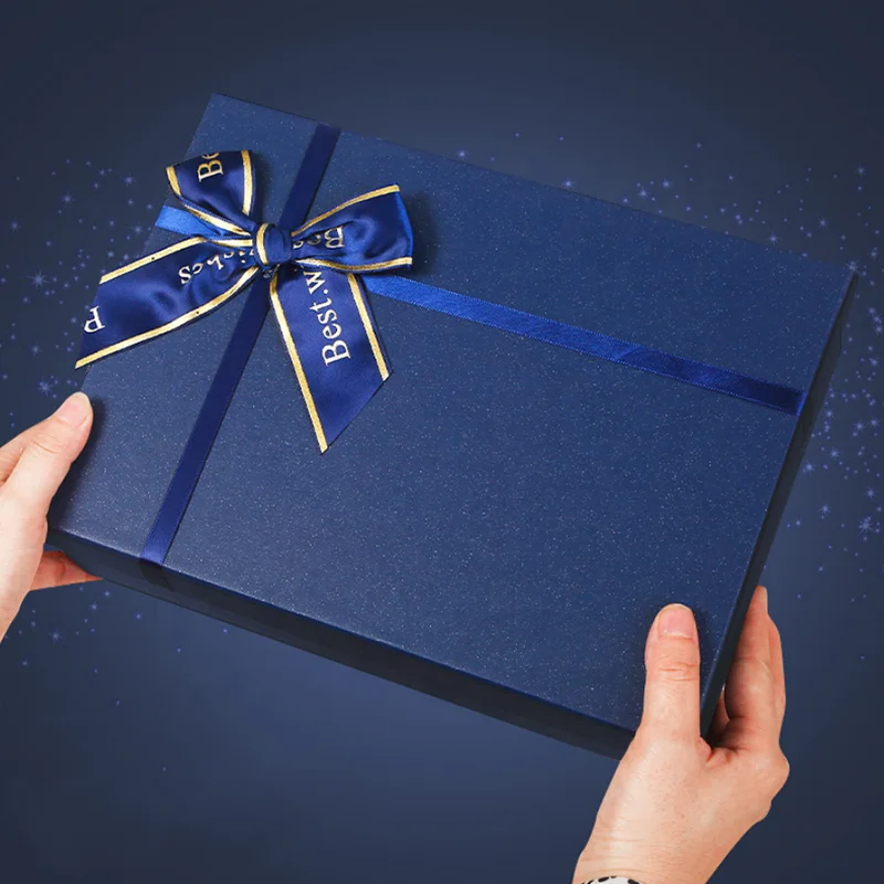 Blue high-grade birthday gift packaging carton large folio with double door gift box