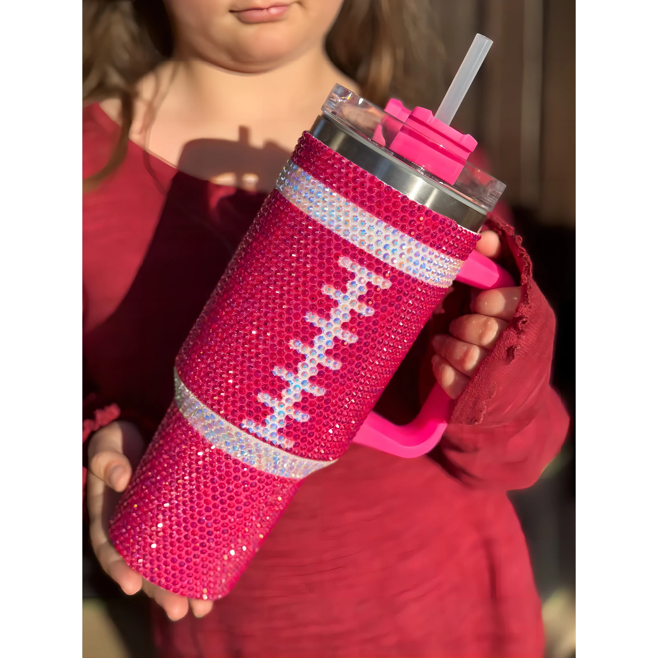 Wholesale Stainless Steel Rhinestone Tumblers Metal Cup 1200ml Travel Coffee Mug 40oz Tumbler With Handle