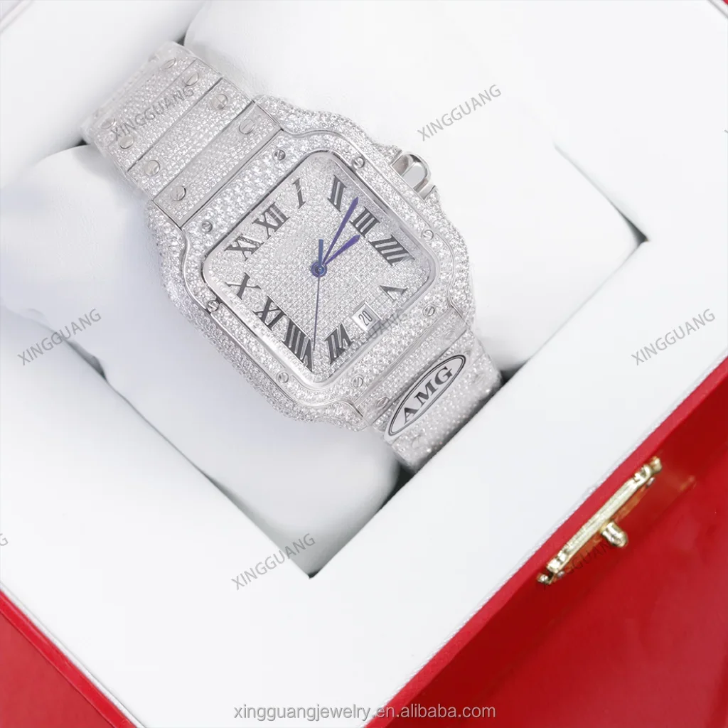 Hot Sale Brilliant Cut VVS Moissanite Watch Hip Hop Diamond Watch Luxury Collection Automatic Diamond Watch For Gift