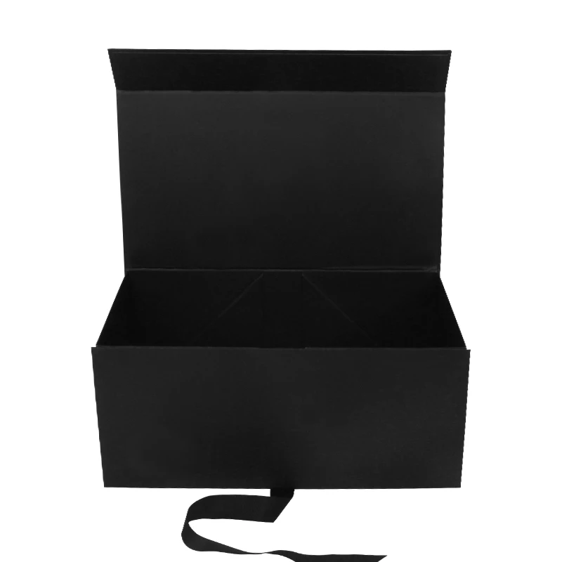  Black Packing Gift Box Customized Simple Folding with Ribbon Universal