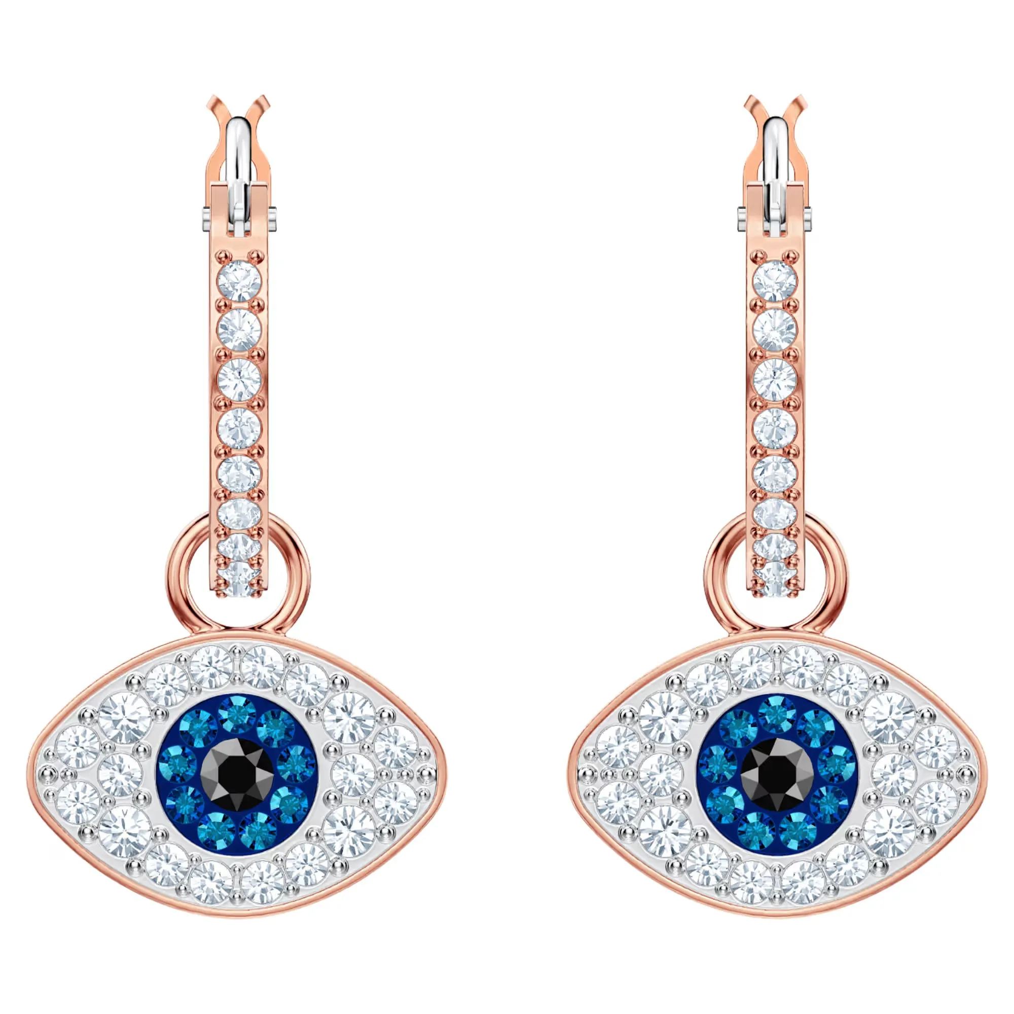Luxury Stainless Steel Rose Gold Evil Eyes Huggies Hoop Drop Dangle Diamond Earrings Jewelry Women