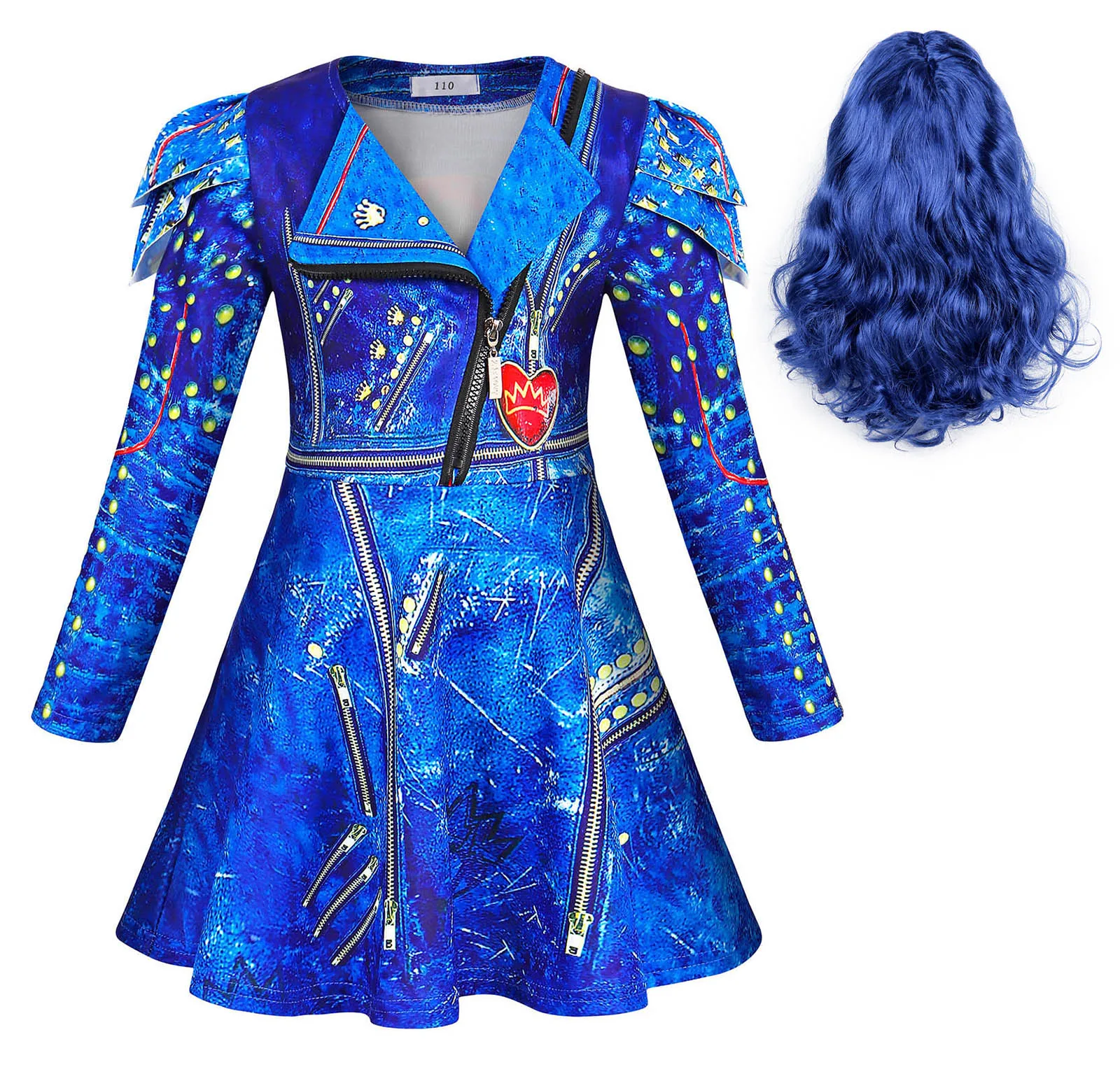 Wholesale for Girls Musical Dress up Outfit Popular Long Sleeve Halloween Dress Cosplay Party Princess Descendants Evie Costume