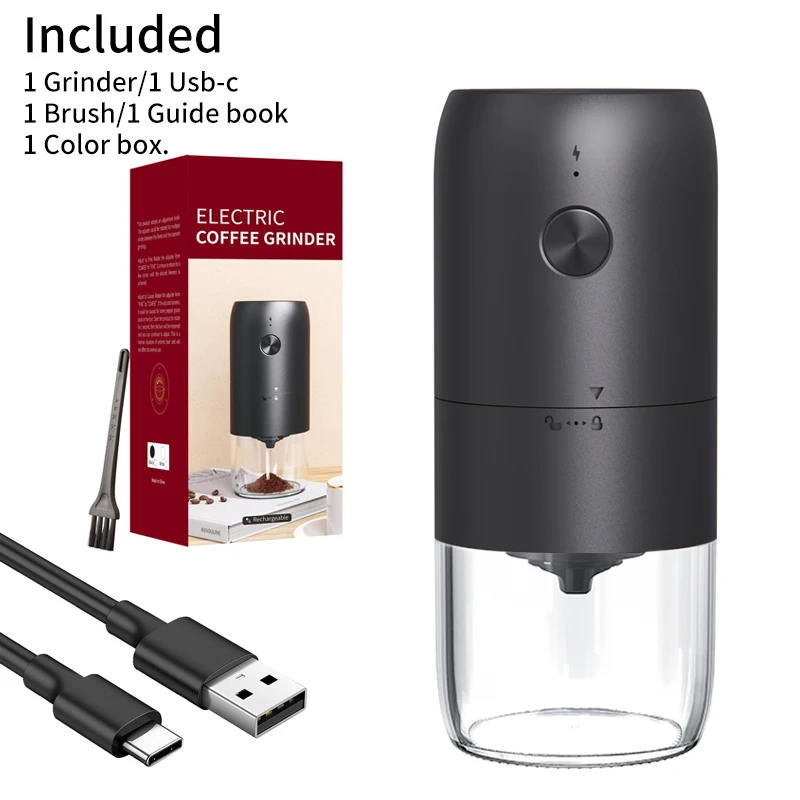 Rechargeable Usb Conical Burr Coffee Grinder Adjustable Electric Coffee Grinders Home Office Use Coffee Bean Grinder
