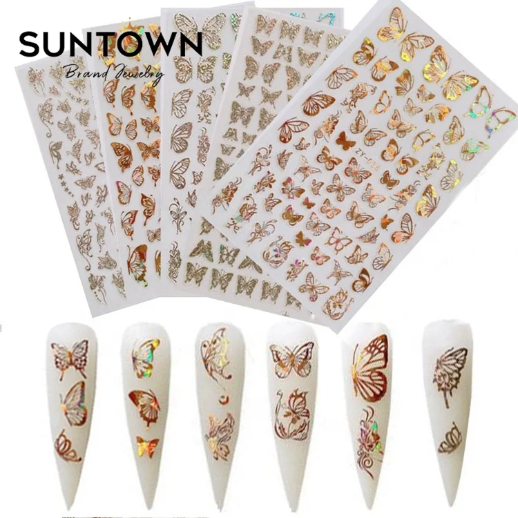 
Nails Press on Luxury Designs Art Stickers Product 2021 New Tips Nails Blue Butterfly Stickers Glow in The Dark Chiodo 