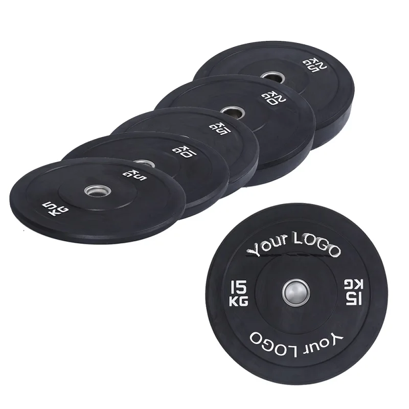 Competitive Workout Gym Weightlifting Plate Set 15kg to 50kg Rubber Bumper Discs 20kg Weight Discs Barbell Plate Bumper Weight